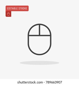 Outline computer mouse icon isolated on grey background, for website design, mobile application, ui. Editable stroke. Vector illustration, eps10.