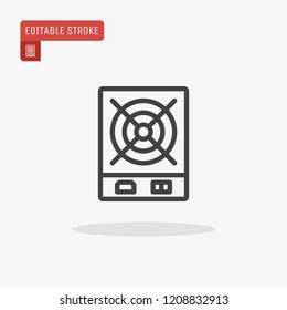 Outline Computer power supply icon isolated on grey background, for website design, mobile application, ui. Editable stroke. Vector illustration, eps10.