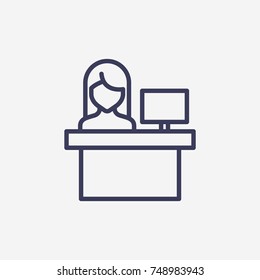Outline computer worker icon illustration vector symbol
