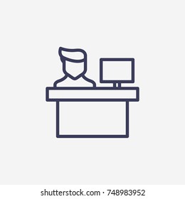 Outline computer worker icon illustration vector symbol