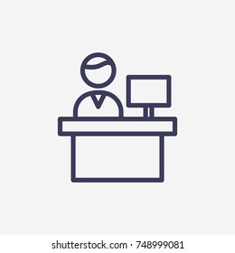 Outline computer worker icon illustration vector symbol