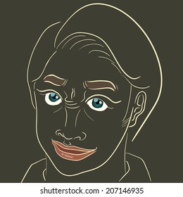 outline confidence man face on isolated background