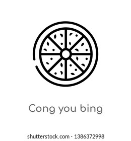 outline cong you bing vector icon. isolated black simple line element illustration from food and restaurant concept. editable vector stroke cong you bing icon on white background