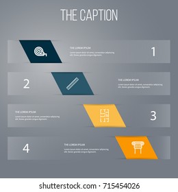 Outline Construction Set Of Measuring Tape, Length, Blueprint And Other Vector Objects. Also Includes Pillar, Plan, Ruler Elements.