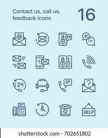Outline Contact us, call us, feedback icons for web and mobile design pack 2