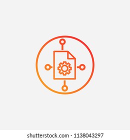 Outline content management icon,gradient illustration,vector document setting sign symbol