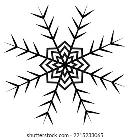 Dibujo de contorno de contorno de un copo de nieve abstracto en un estilo minimalista. Icono de la línea de arte. Aislar.