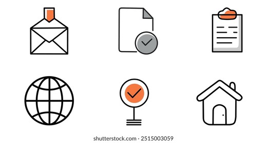 Conjunto de iconos de US de contrato de esquema
