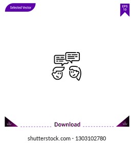 Outline conversation icon isolated on white background. Line pictogram. Graphic design, mobile application. Editable stroke. EPS10 format vector illustration