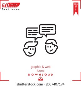 Outline conversation icon. conversation icon vector isolated on white background. Graphic design, material-design,  mobile application, logo, user interface. EPS 10 format vector