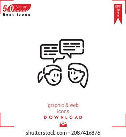 Outline conversation icon. conversation icon vector isolated on white background. Graphic design, material-design,  mobile application, logo, user interface. EPS 10 format vector