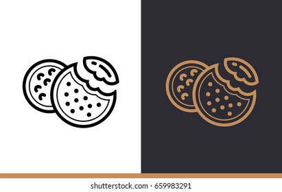 Outline COOKIES icon, bakery. Vector line icons suitable for info graphics, print media and interfaces 