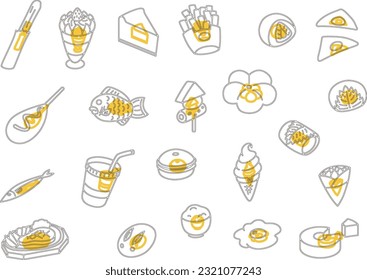 Outline cooking food icon set