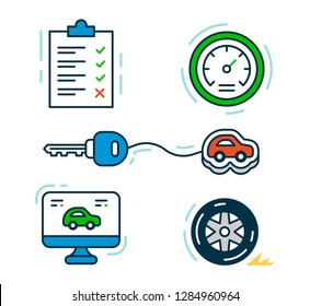 Outline cool car service icons