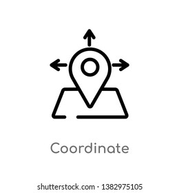 icono de vector de coordenadas de esquema. ilustración de elemento de línea simple negra aislada del concepto general-1. icono de coordenadas de trazo vectorial editable en fondo blanco