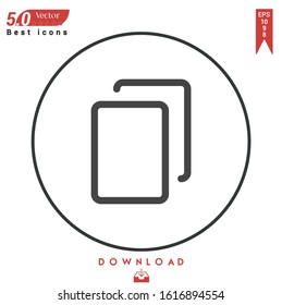 Outline copy icon. copy icon button isolated on white background. Graphic design, material-design, nuclear element icons, mobile application, logo, user interface. EPS 10 format vector