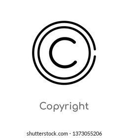 Umriss eines Vektorsymbol. einzelne, einfache, schwarze Linienillustration aus dem Inhaltskonzept. bearbeitbare Vektorgrafik-Copyright-Symbol auf weißem Hintergrund