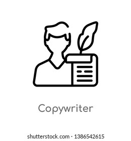 outline copywriter vector icon. isolated black simple line element illustration from blogger and influencer concept. editable vector stroke copywriter icon on white background