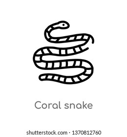 outline coral snake vector icon. isolated black simple line element illustration from animals concept. editable vector stroke coral snake icon on white background