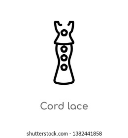 outline cord lace vector icon. isolated black simple line element illustration from fashion concept. editable vector stroke cord lace icon on white background