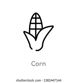 outline corn vector icon. isolated black simple line element illustration from fruits concept. editable vector stroke corn icon on white background
