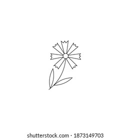 outline cornflower. Isolated over white background. Vector illustration
