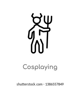 outline cosplaying vector icon. isolated black simple line element illustration from activity and hobbies concept. editable vector stroke cosplaying icon on white background