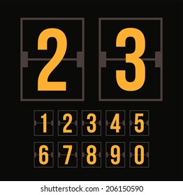 Outline countdown timer, white color flat mechanical scoreboard with different numbers