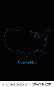 Outline country border Map of America 