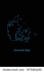 Outline Country border Map of Denmark