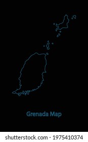 Outline Country border Map of Grenada