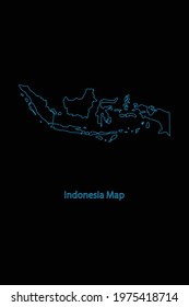 Outline Country border Map of Indonesia