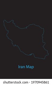 Outline Country border map of Iran 