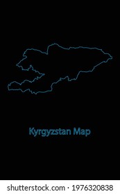 Outline Country Border Map of Kyrgyzstan .