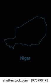 Outline Country Border Map of Niger .