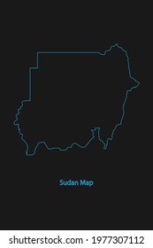 Outline Country border Map od Sudan .