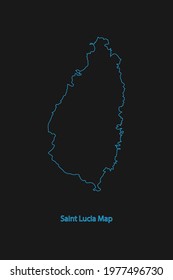 Outline Country Border Map of Saint Lucia .