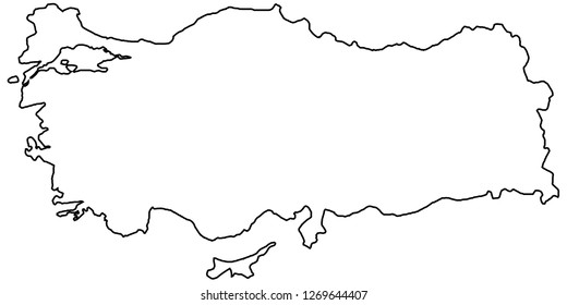 Outline of the country of the state of Turkey, vector of the border outline of the state of Turkey