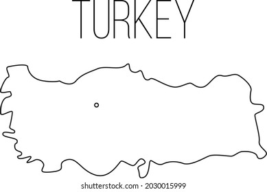 Outline of the country of Turkey in black and white