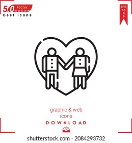 Icono de la pareja de esquema. vector de icono de pareja aislado en fondo blanco. Diseño gráfico, diseño de material, iconos de los mejores vendedores, aplicación móvil, diseño de UI UX, vector de formato EPS 10