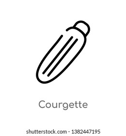 outline courgette vector icon. isolated black simple line element illustration from fruits concept. editable vector stroke courgette icon on white background