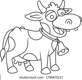 outline cow cartoon illustration for farm