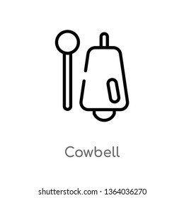 outline cowbell vector icon. isolated black simple line element illustration from music and multimedia concept. editable vector stroke cowbell icon on white background