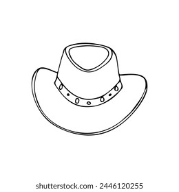 Outline Cowboy hat. Isolated vector illustration on white background.