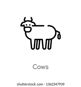 outline cows vector icon. isolated black simple line element illustration from animals concept. editable vector stroke cows icon on white background