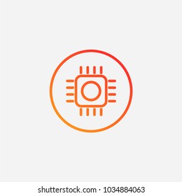Outline cpu icon.gradient illustration isolated vector sign symbol