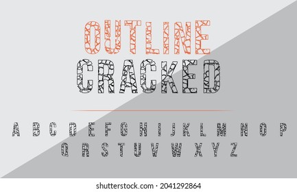 Outline cracked look alphabet. Easy to use in any media and it is customizable. 