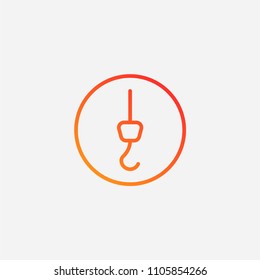 Outline crane hook icon,gradient illustration,vector construction sign symbol