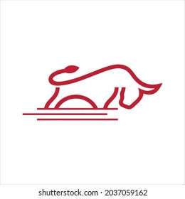 Outline Creative Bull, Red Bull, Buffalo Logo Design Vector Template