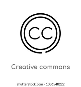 outline creative commons vector icon. isolated black simple line element illustration from content concept. editable vector stroke creative commons icon on white background